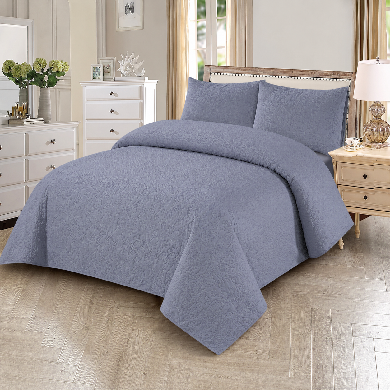 Luxury Fancy Grey Bedspread – Elegant Premium Collection