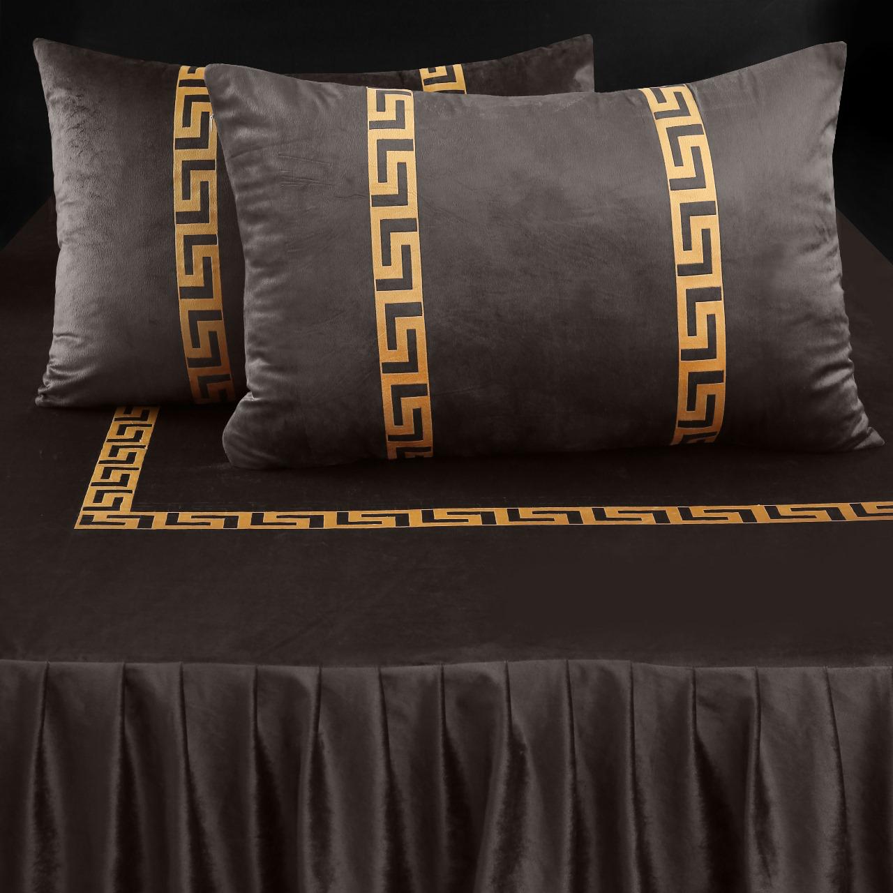 3PC Embossed Velvet Aplic Bridal Bedset