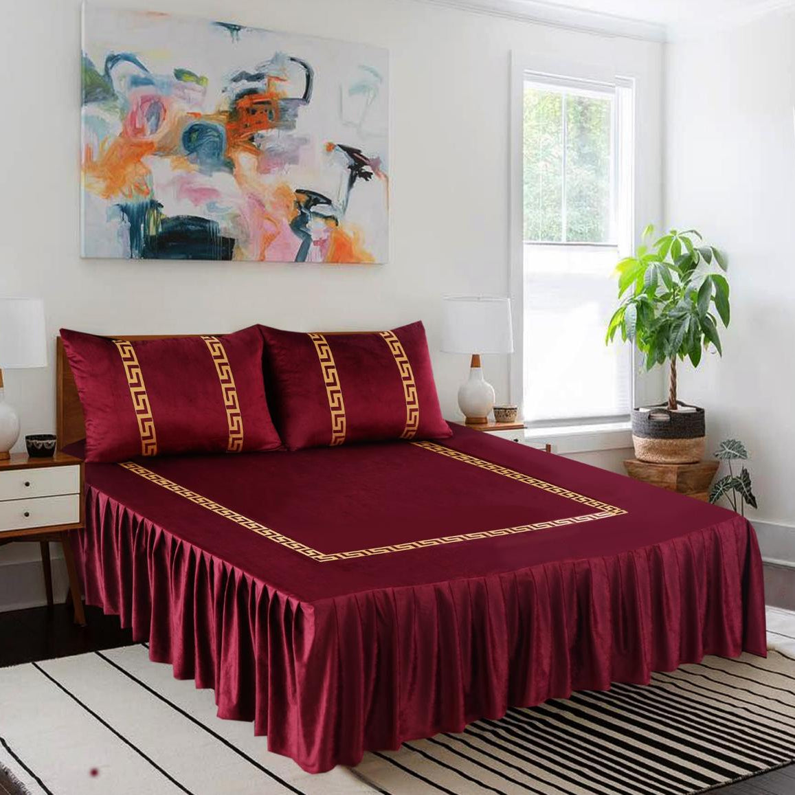 3PC Embossed Velvet Aplic Bridal Bedset