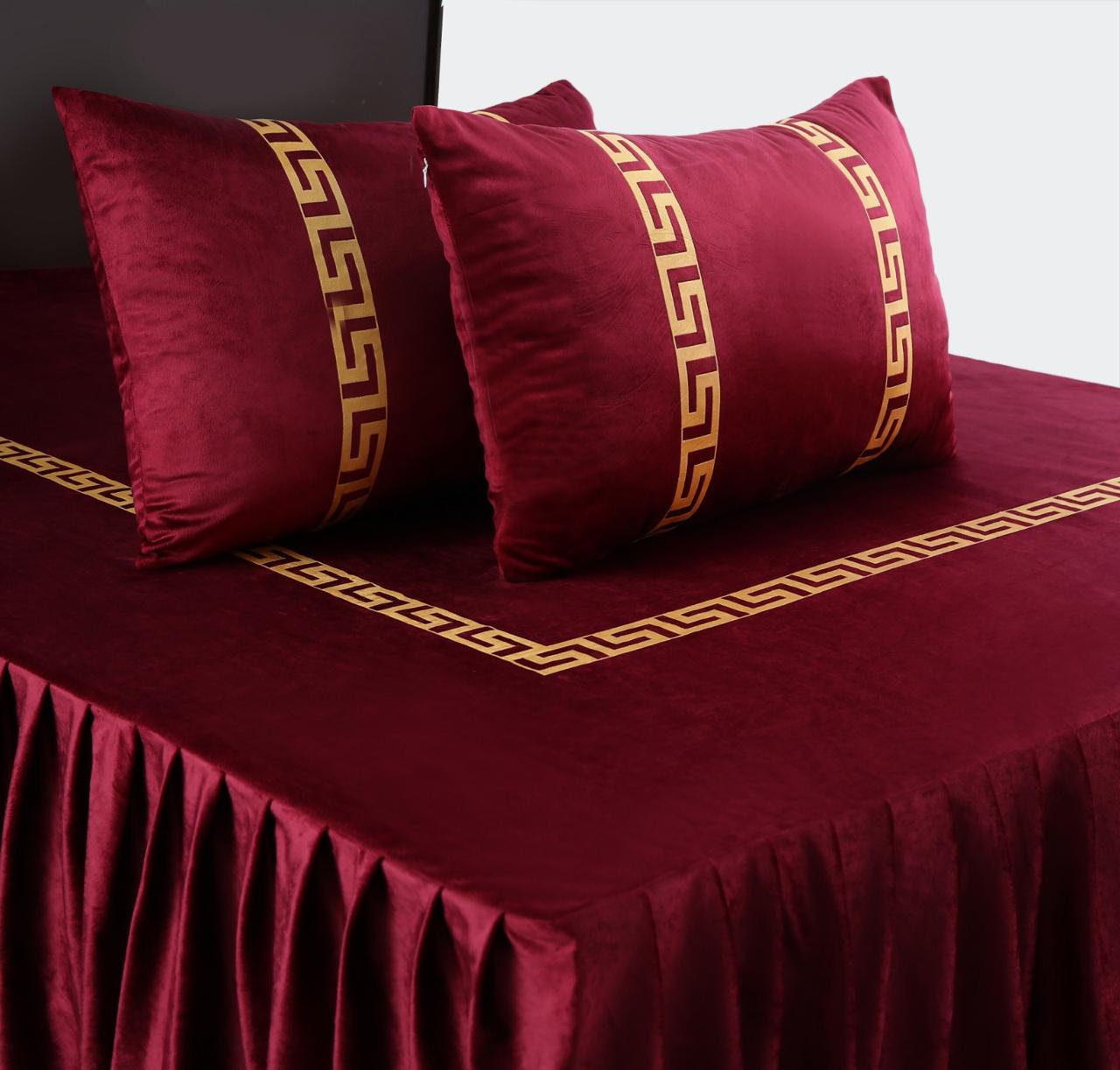 3PC Embossed Velvet Aplic Bridal Bedset