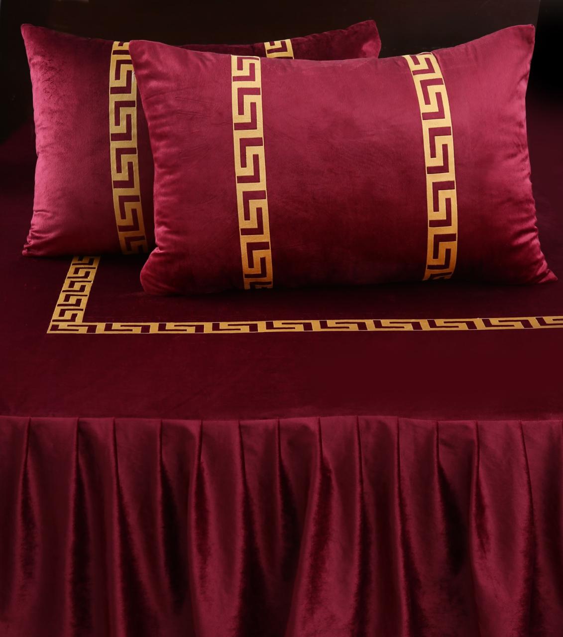 3PC Embossed Velvet Aplic Bridal Bedset