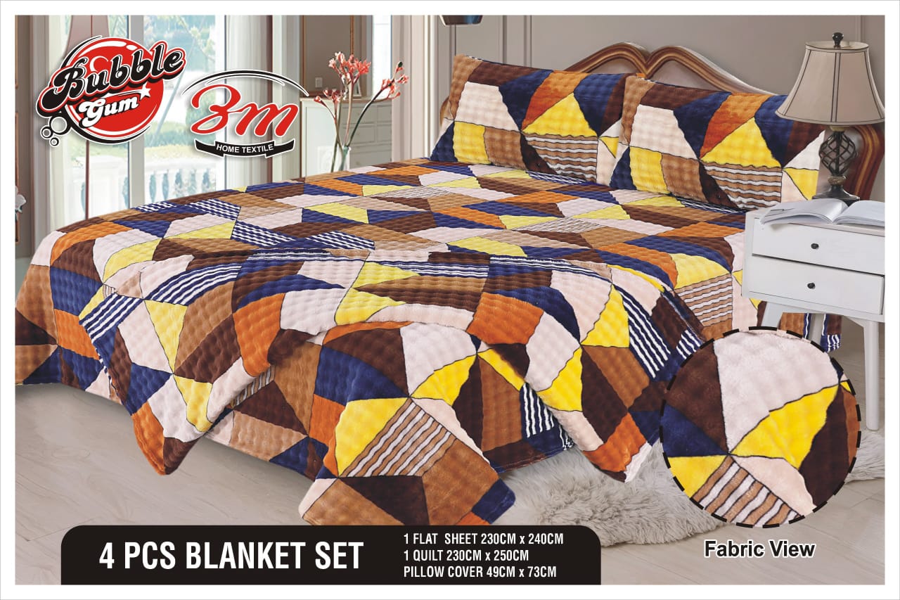 Bubble Gum 4pc Blanket Set