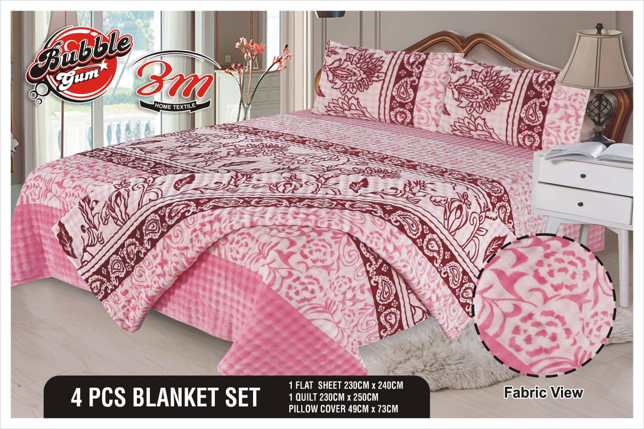 Bubble Gum 4pc Blanket Set