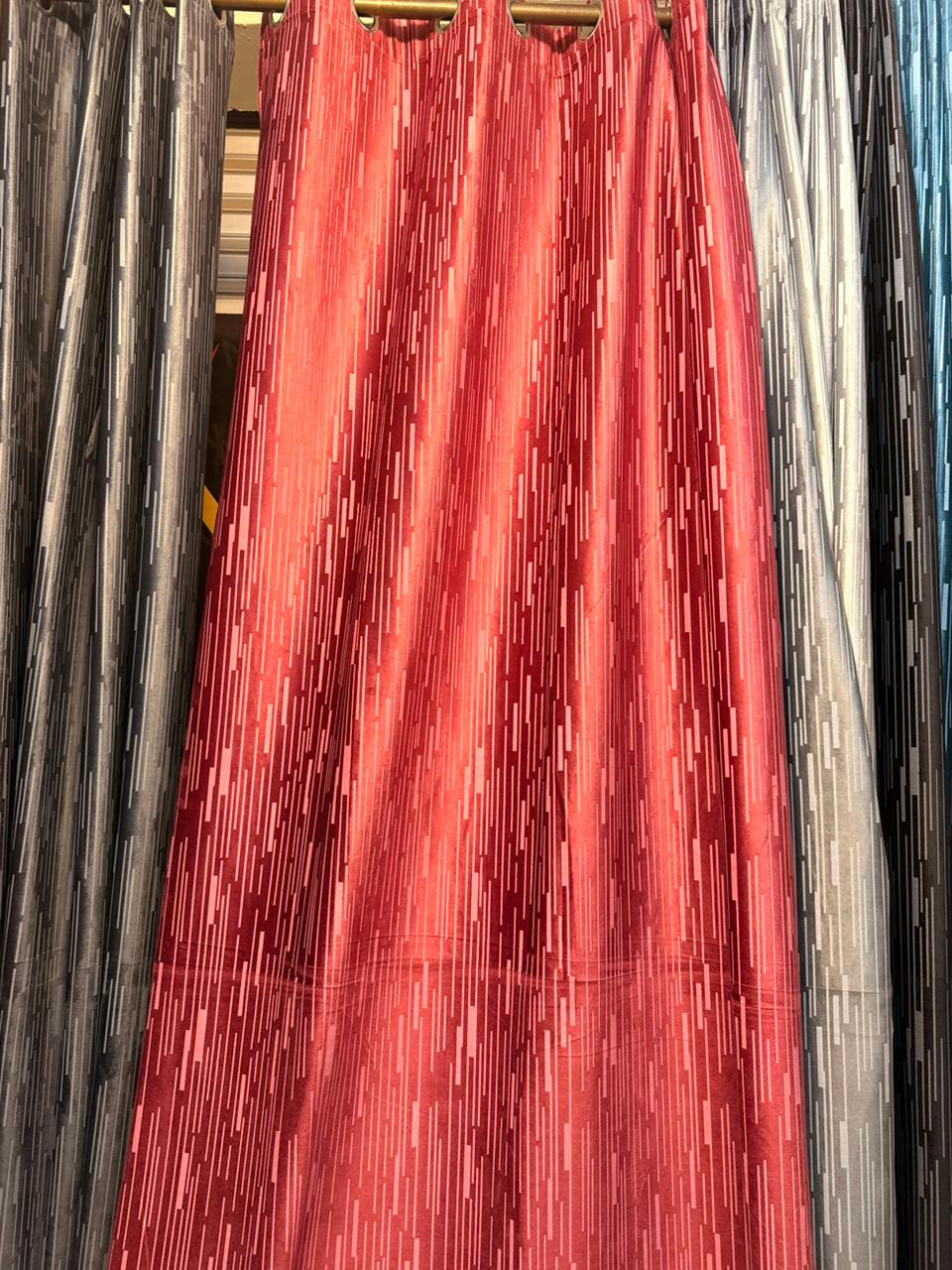 Modern Grey Printed Blackout Curtain with Ring Top