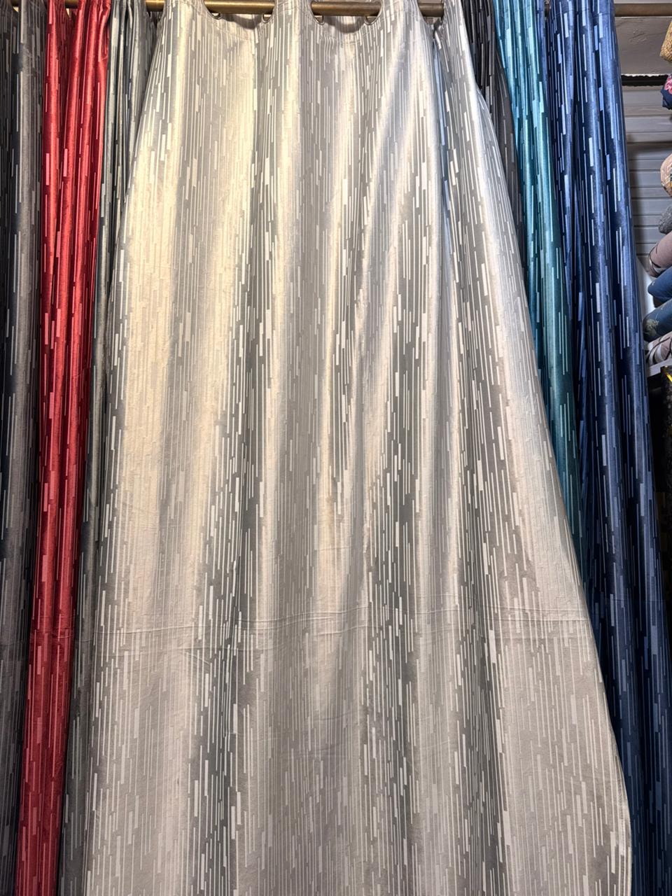 Modern Grey Printed Blackout Curtain with Ring Top