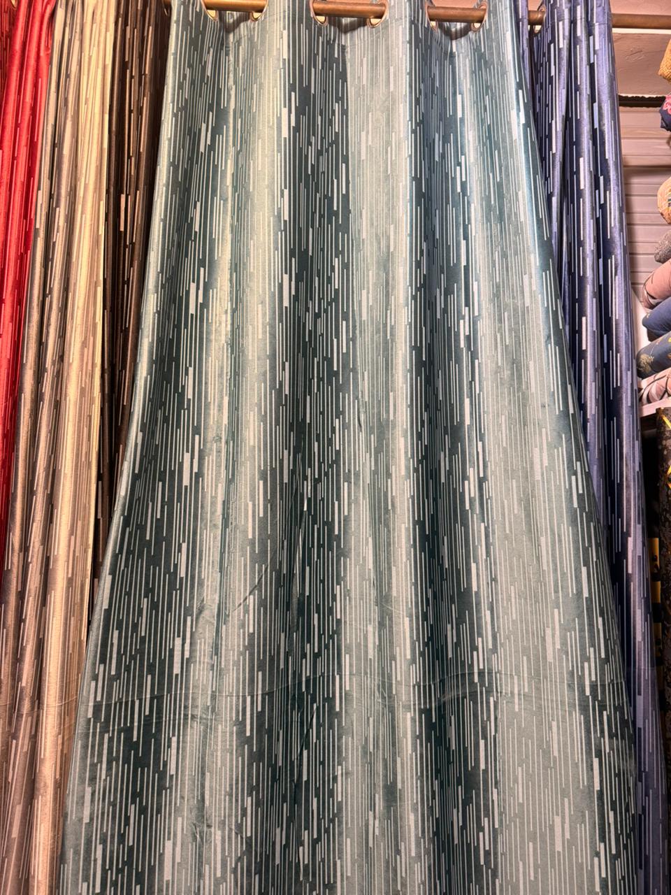 Modern Grey Printed Blackout Curtain with Ring Top