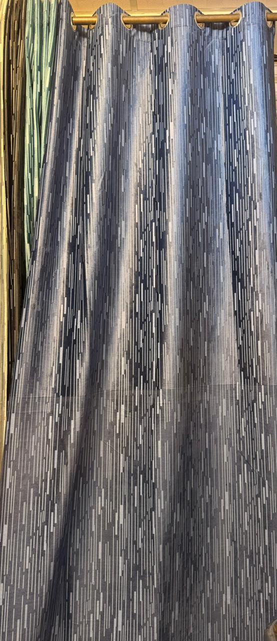 Modern Grey Printed Blackout Curtain with Ring Top