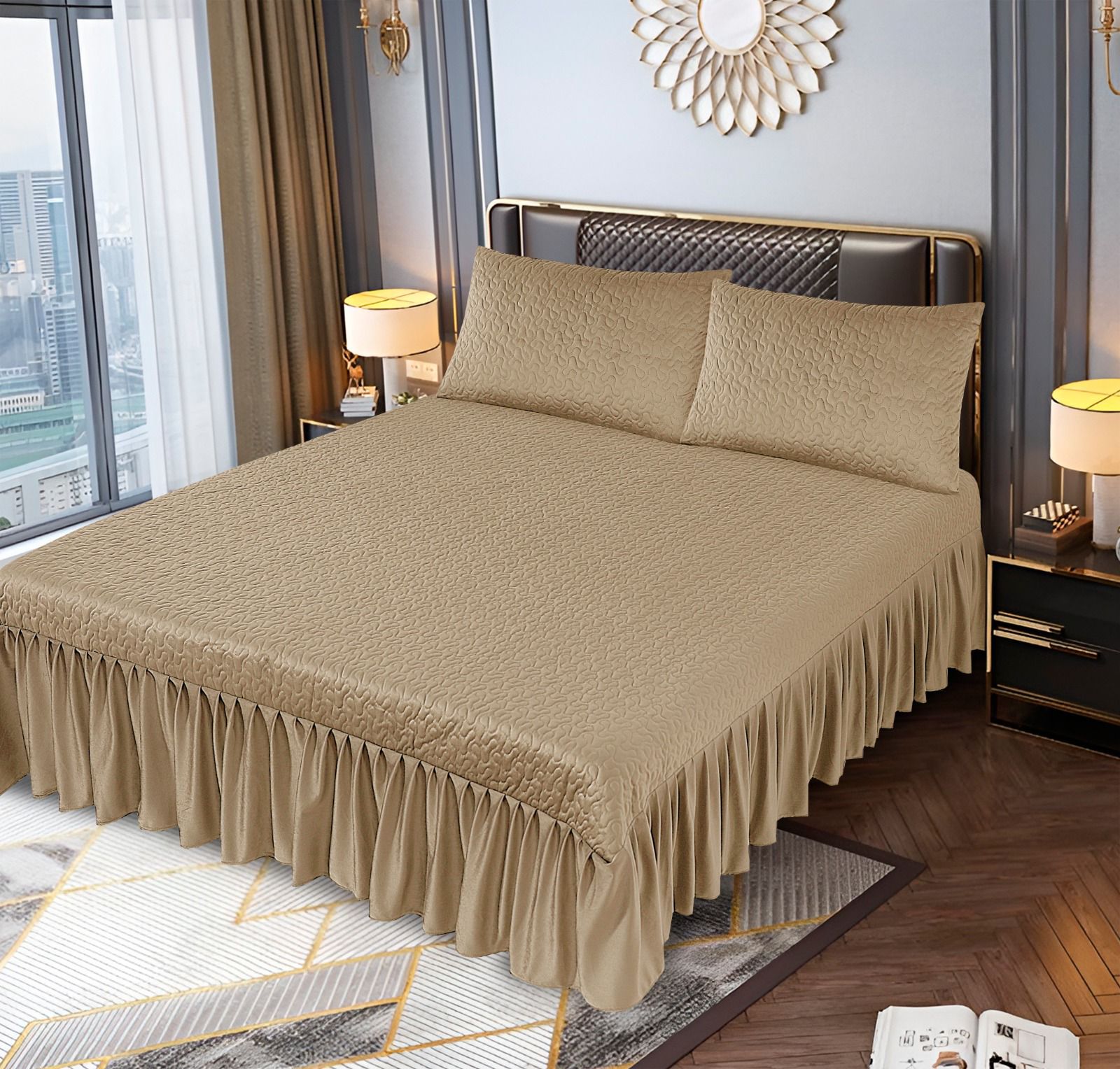 Velvet form bedsheet with frill