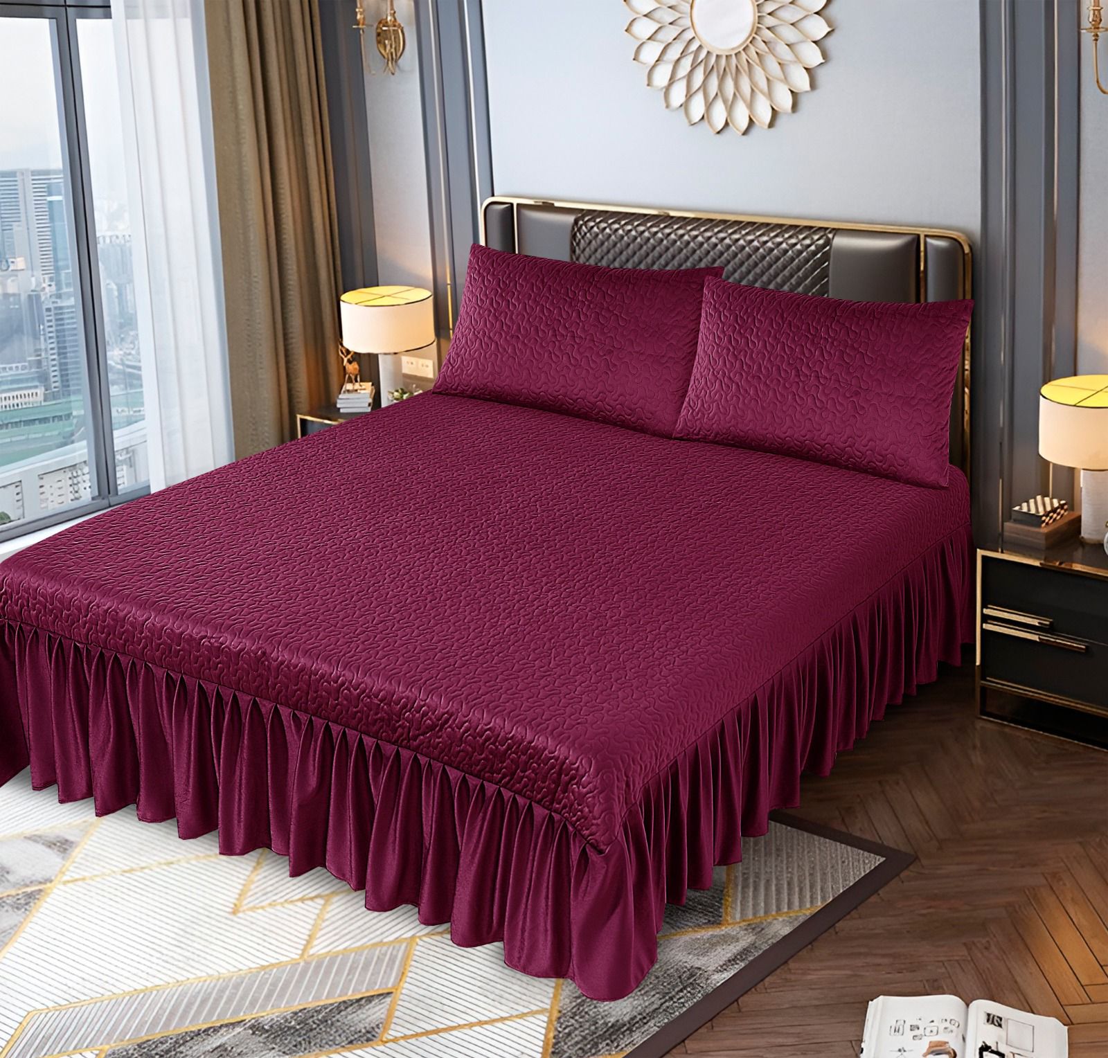 Velvet form bedsheet with frill