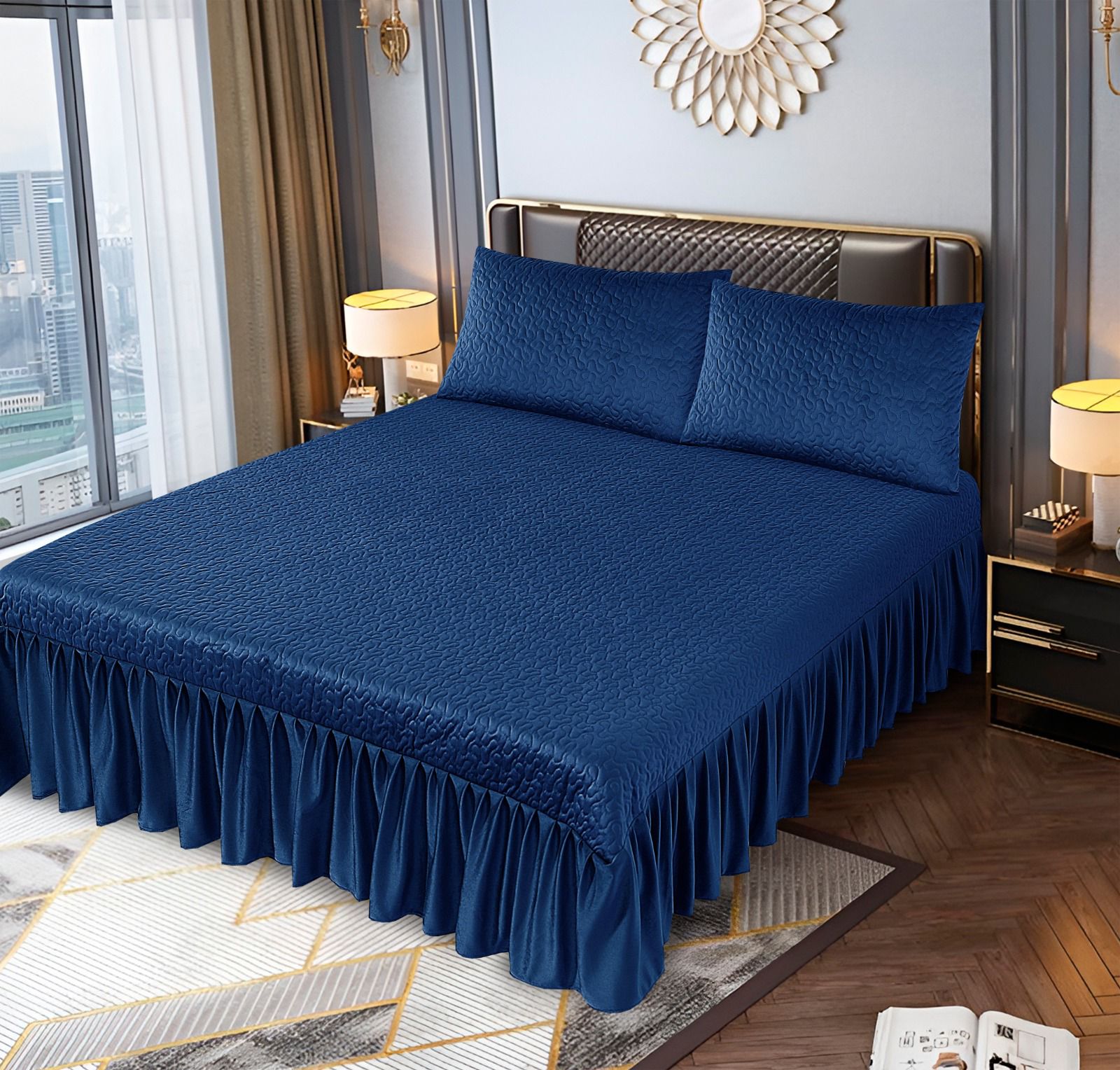 Velvet form bedsheet with frill
