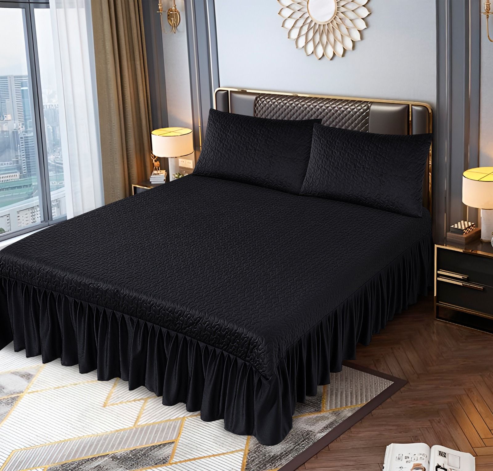 Velvet form bedsheet with frill