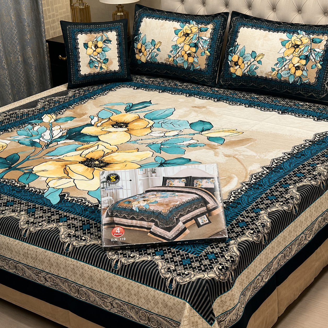 3D Panel Bedsheet | Crystal Cotton | Premium Quality