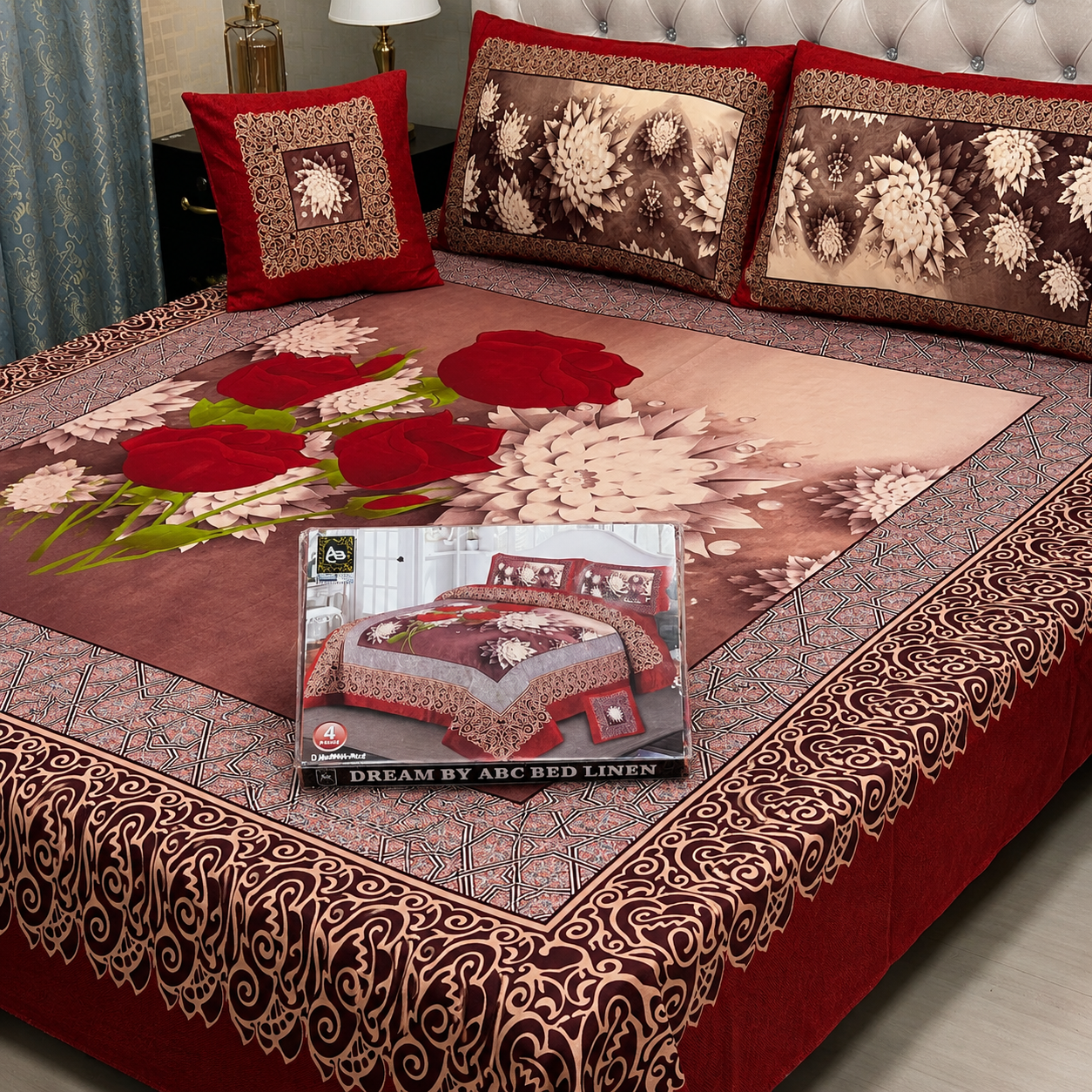 3D Panel Bedsheet | Crystal Cotton | Premium Quality