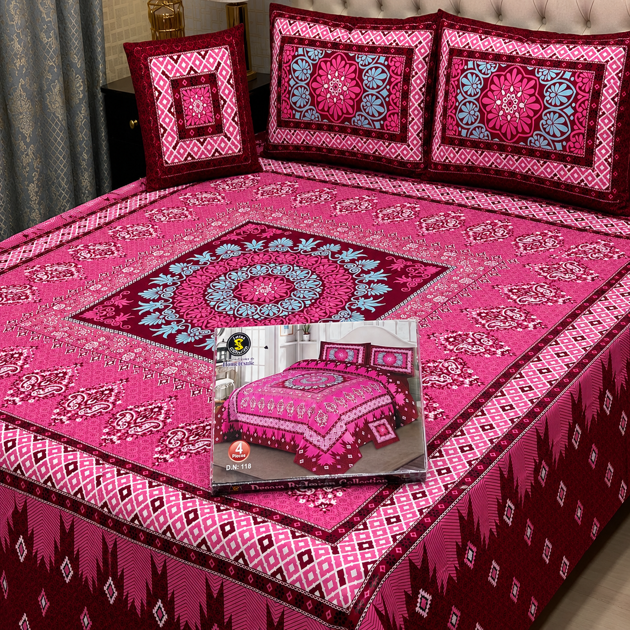 3D Panel Bedsheet | Crystal Cotton | Premium Quality