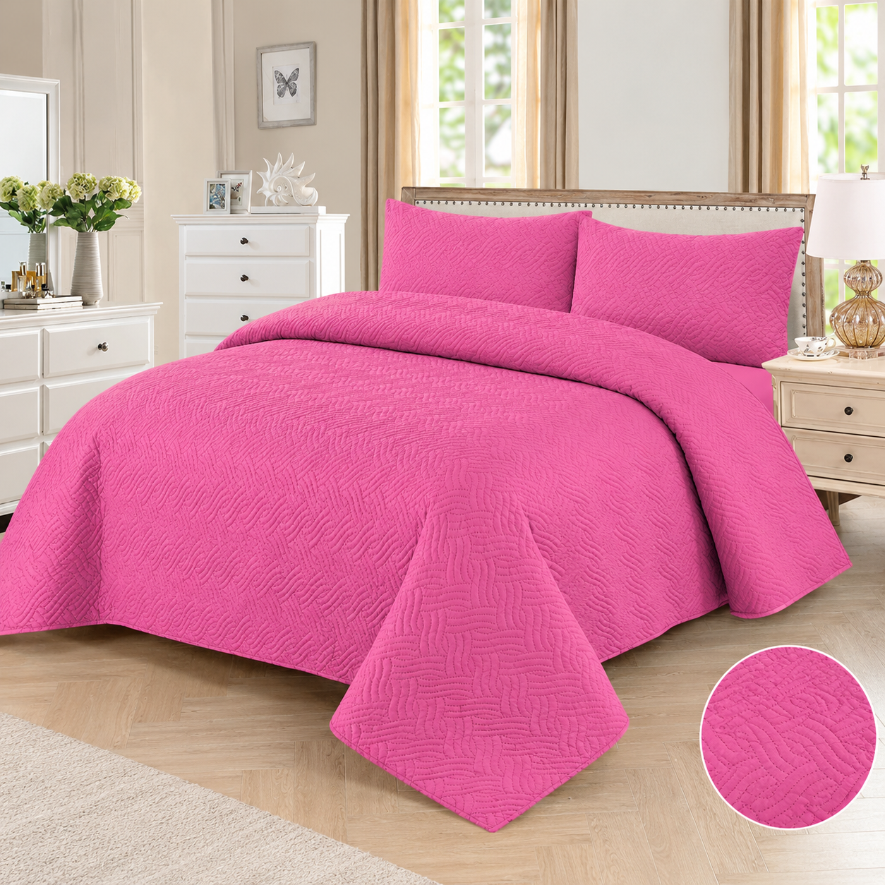 Pink Premium Fancy Textured Bedspread