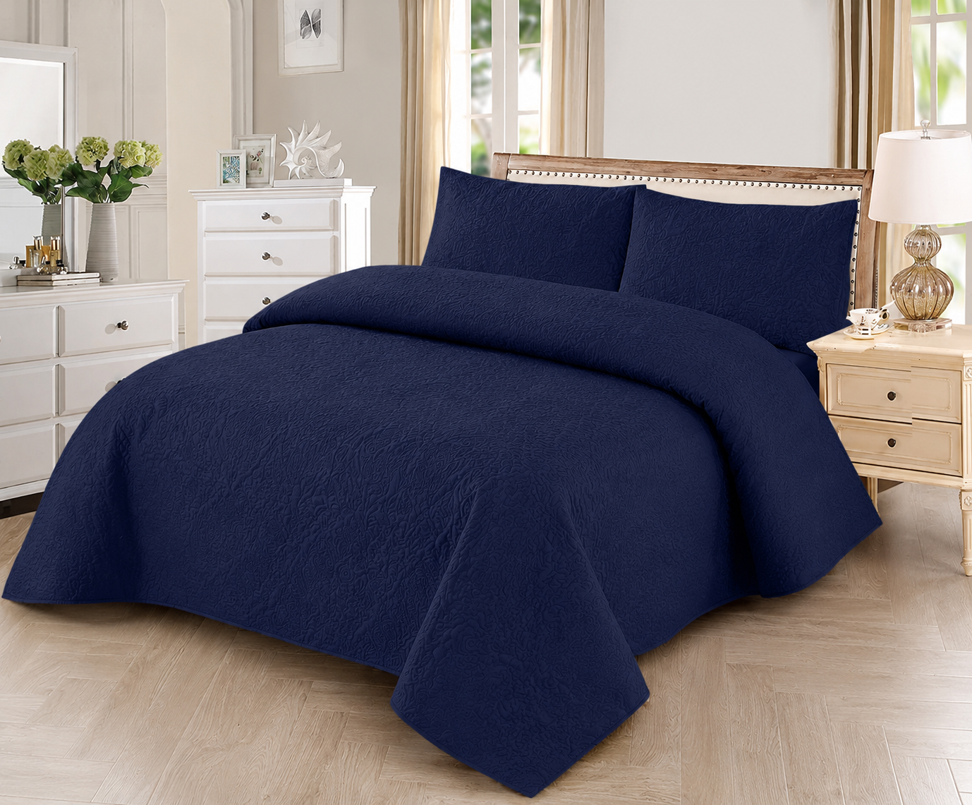 Luxury Fancy Navy Blue Bedspread – Elegant Premium Collection
