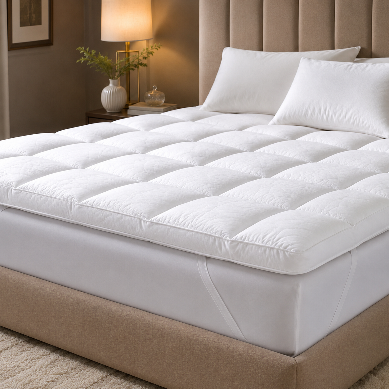 Luxury White Microfiber Mattress Topper – 10cm Thick