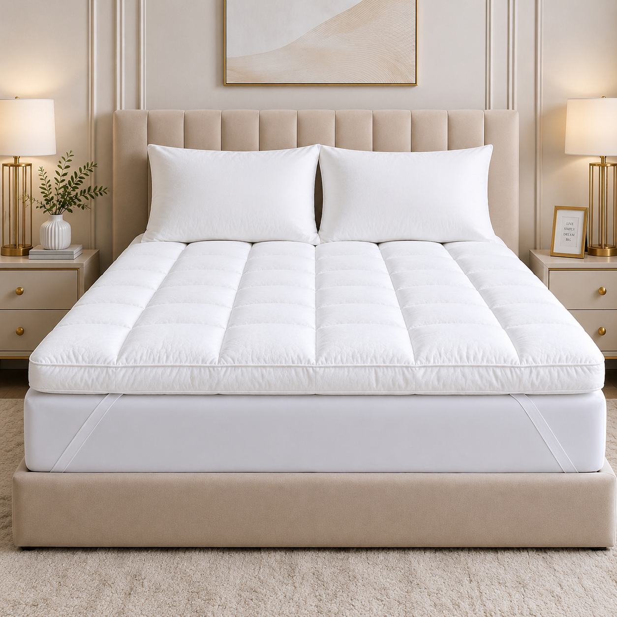 Luxury White Microfiber Mattress Topper – 10cm Thick